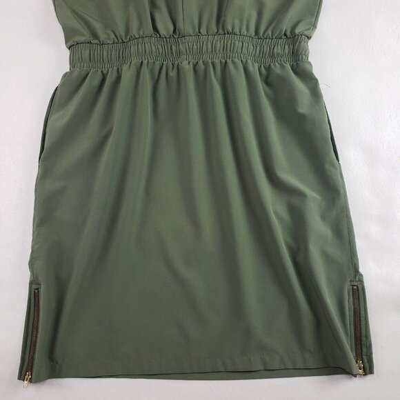 Albion Going Places Drawstring Dress Women Medium Green Cap Sleeve Pockets Nylon - Picture 9 of 12